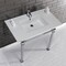 Kingston Brass KVPB37221Q1 37" Console Sink with Stainless Steel Legs (Single Faucet Hole), White/Polished Chrome KVPB37221Q1 - alternate 2